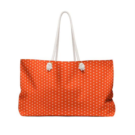 Vibrant Orange Stacks Weekender Bag