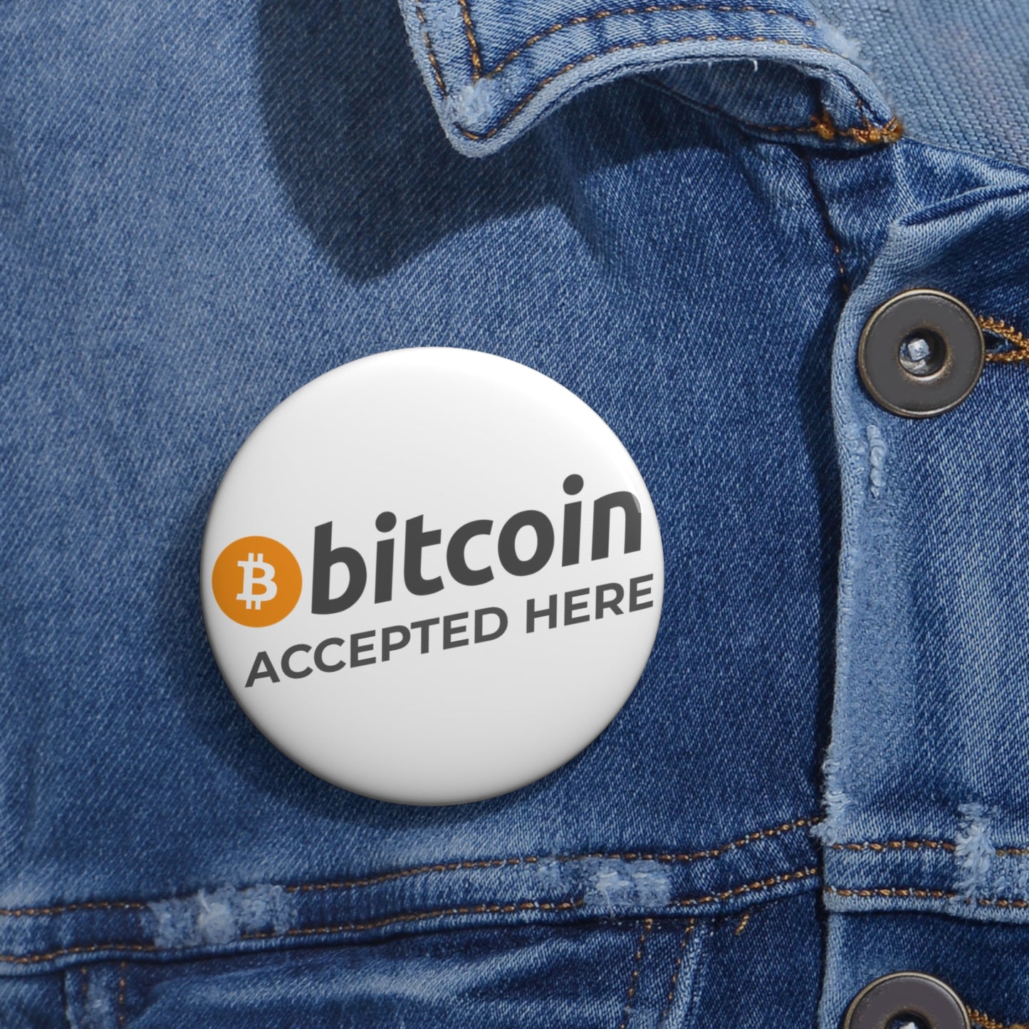 Bitcoin Accepted Here Pin Button