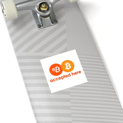 sBTC Bitcoin Accepted Here Indoor/Outdoor Square Sticker