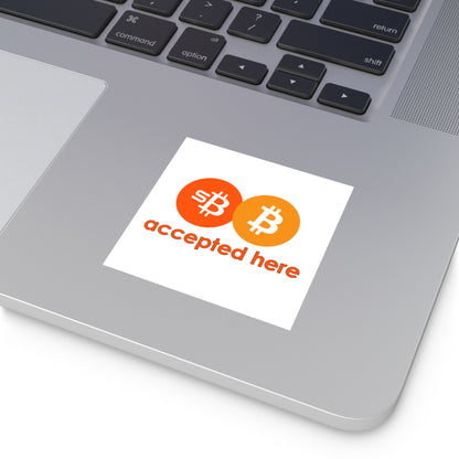 sBTC Bitcoin Accepted Here Indoor/Outdoor Square Sticker