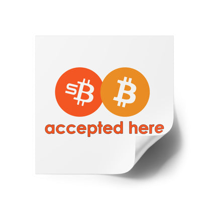 sBTC Bitcoin Accepted Here Indoor/Outdoor Square Sticker