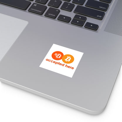 sBTC Bitcoin Accepted Here Indoor/Outdoor Square Sticker