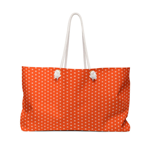 Vibrant Orange Stacks Weekender Bag