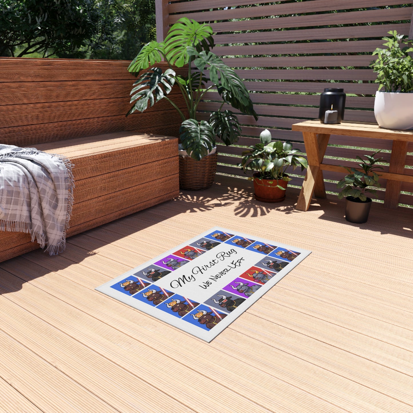 Outdoor Rug with 'My First Rug' Design